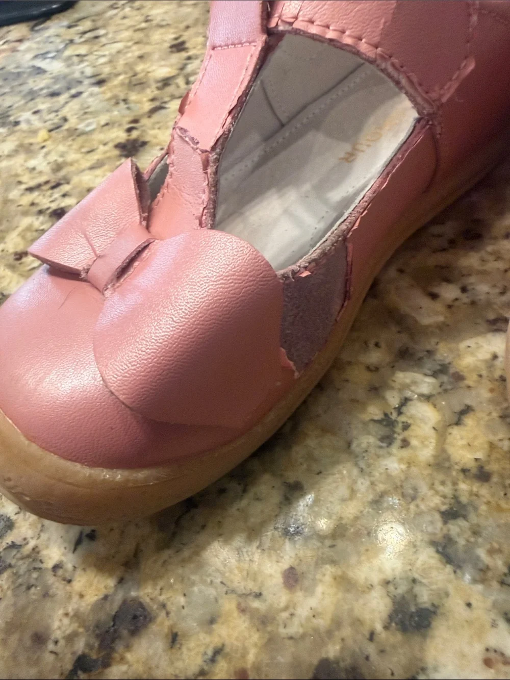 L'Amour Pink Bow T-Strap Girls Dress Shoes